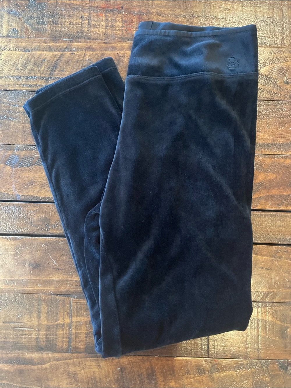 Cuddl Duds Black Velour Fleece Leggings (Size Medium)